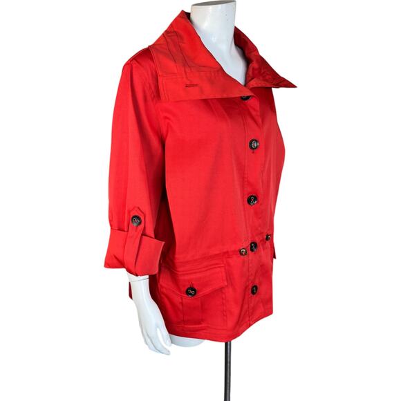 Ruby Rd. Women's 16W Button Front Jacket 3/4 Sleeves Red-Orange Pockets - Picture 3 of 13